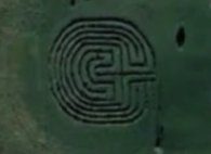 Close aerial view of the labyrinth design